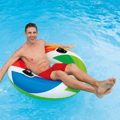 인텍스 Intex Inflatable 47 Color Whirl Tube Swimming Pool Raft with Handles (12 Pack)
