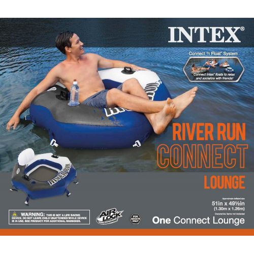 인텍스 Intex River Run Connect 1 Person Floating Tube, Blue (2 Pack) & 2 Person Tube