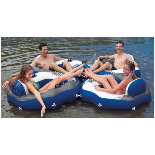 인텍스 Intex River Run Connect Lounge Inflatable Floating Water Tube (6 Pack) & Cooler