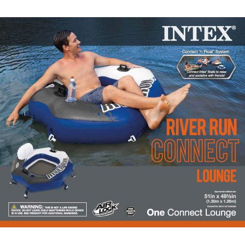 인텍스 Intex River Run Connect Lounge Inflatable Floating Water Tube (6 Pack) & Cooler