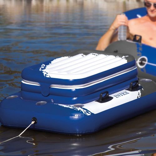 인텍스 Intex Inflatable Mega Chill II 72 Can Cooler Float & 1 Person Floating Raft
