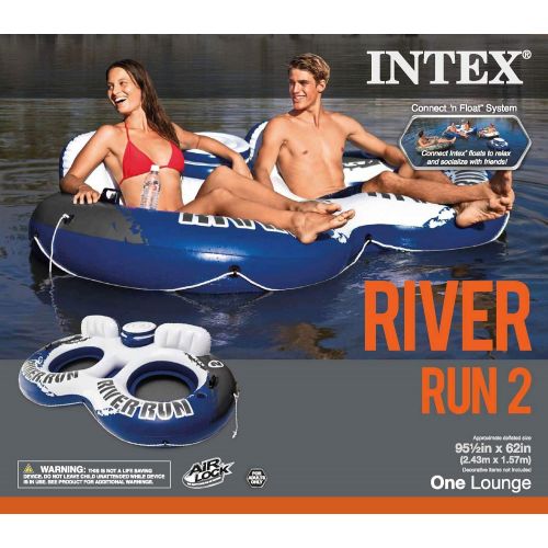 인텍스 Intex River Run II Water Tube Float Raft Lounger W Cooler Model 58837EP (2 Pack)