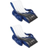 Intex Inflatable Floating Comfortable Recliner Lounges with Cup Holders (2 Pack)