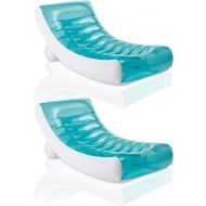 Intex Inflatable Rockin Lounge Pool Floating Raft Chair with Cupholder (2 Pack)