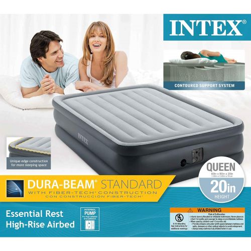 인텍스 Intex Queen?Dura-Beam Standard Series 20 Inch Thick Lightweight Inflatable Bed Air Mattress