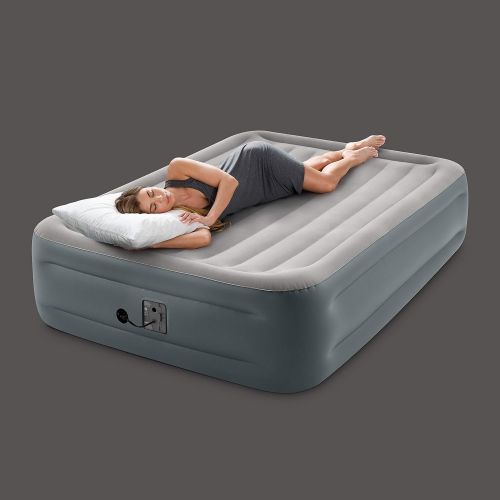 인텍스 Intex Dura-Beam Series Essential Rest Airbed with Internal Electric Pump, Bed Height 18, Queen (2020 Model)