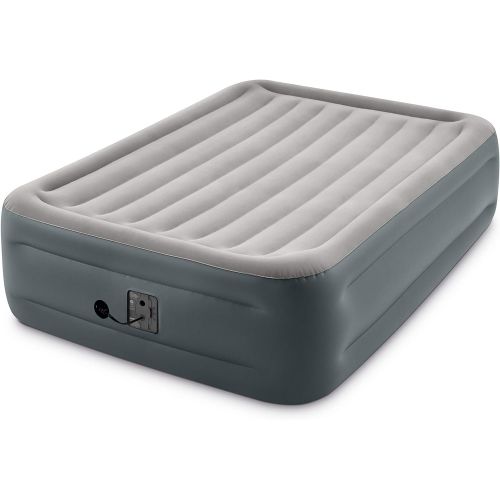 인텍스 Intex Dura-Beam Series Essential Rest Airbed with Internal Electric Pump, Bed Height 18, Queen (2020 Model)