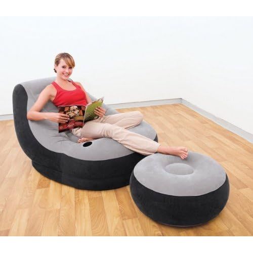 인텍스 Intex Indoor Corner Sectional Couch w/Lounge Chair & Ottoman Set (2 Pack)