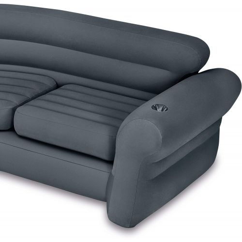 인텍스 Intex Indoor Corner Sectional Couch w/Lounge Chair & Ottoman Set (2 Pack)