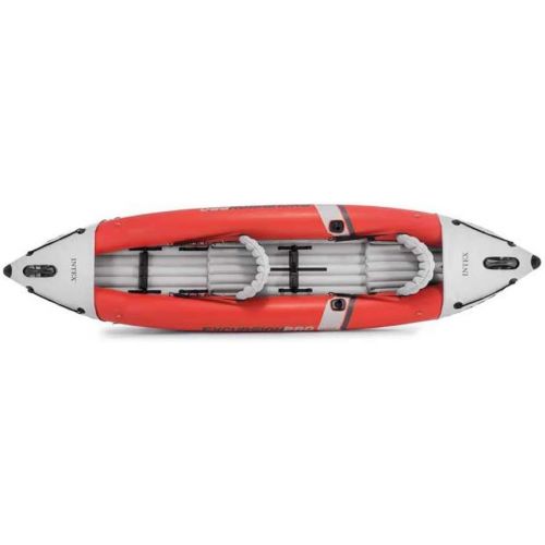 인텍스 Intex Excursion Pro Inflatable 2 Person Vinyl Kayak with Oars & Pump, Red (3 Pack)