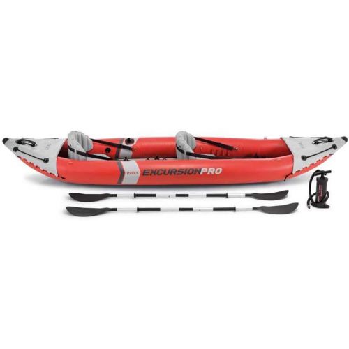 인텍스 Intex Excursion Pro Inflatable 2 Person Vinyl Kayak with Oars & Pump, Red (3 Pack)