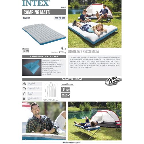 인텍스 Intex Unisexs Camping Mat, Grey/Blue, Large