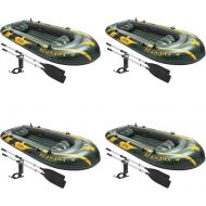 Intex Seahawk 4 Inflatable 4 Person Floating Boat Raft Set w/ Oars & Pump 4 Pack