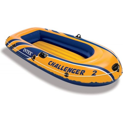 인텍스 Intex Challenger 2 Inflatable 2 Person Boat Raft Set w/Oars & Air Pump (2 Pack)