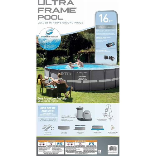 인텍스 Intex 16Ft X 48In Ultra Frame Pool Set with Filter Pump, Ladder, Ground Cloth & Pool Cover