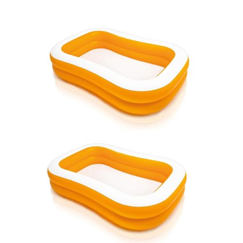 인텍스 Intex 90in x 58in x 18in Outdoor Inflatable Family Swim Center, Orange (2 Pack)