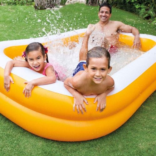 인텍스 Intex 90in x 58in x 18in Outdoor Inflatable Family Swim Center, Orange (2 Pack)