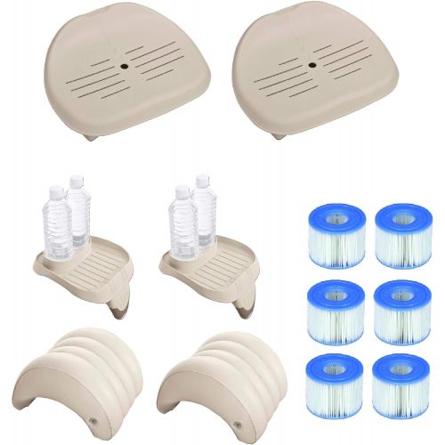 인텍스 Intex Inflatable Slip Resistant Removable Hot Tub Seat (2-pack) and Accessories