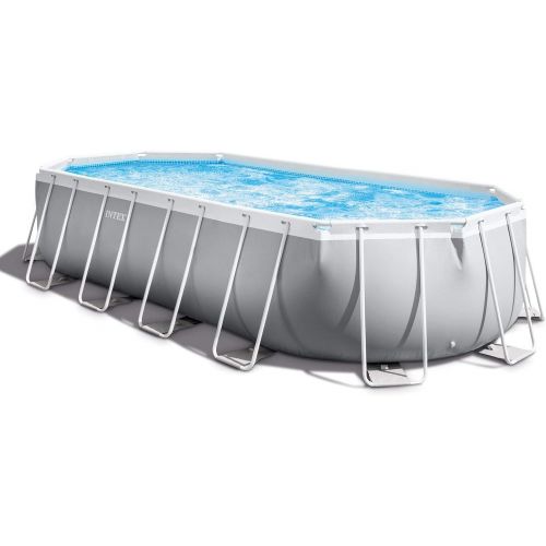 인텍스 Intex 26797EH 20ft x 10ft x 48in 5 Person Prism Frame Oval Swimming Pool Set with Ladder, Cover, Ground Cloth, Filter Pump, and Protective Canopy