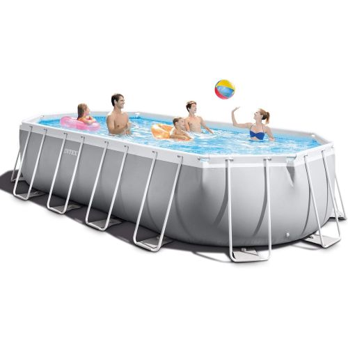 인텍스 Intex 26797EH 20ft x 10ft x 48in 5 Person Prism Frame Oval Swimming Pool Set with Ladder, Cover, Ground Cloth, Filter Pump, and Protective Canopy