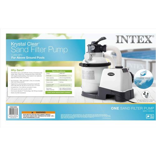 인텍스 Intex Krystal Clear Sand Filter Pump for Above Ground Pools, 10-inch, 110-120V with GFCI & HydroTools by Swimline Floating Mini Tablet Spa Chemical Dispenser