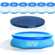 Intex Filter Replacement (6 Pack) Bundled w/ Vinyl Pool Cover & Inflatable Kid Pool
