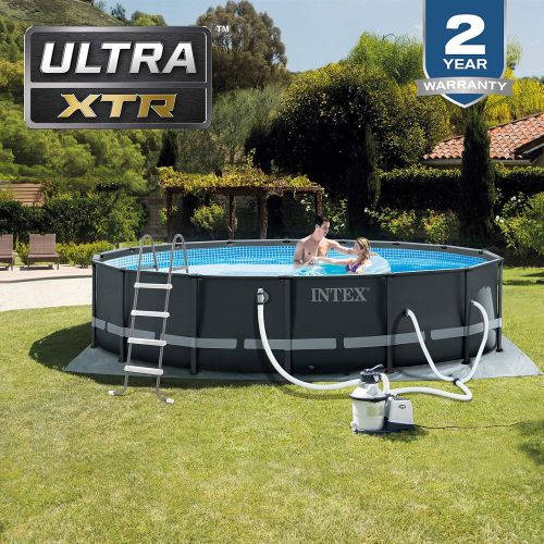 인텍스 Intex 26325EH Ultra XTR Pool Set, 16ft X 48in, Grey & 28003E Deluxe Pool Maintenance Kit for Above Ground Pools