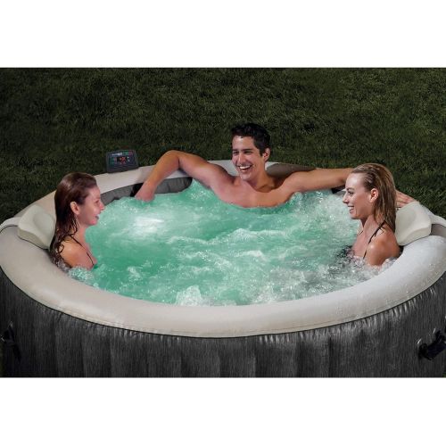 인텍스 Intex 28439E Greywood Deluxe 4 Person Inflatable Hot Tub Bubble Jet Spa Kit