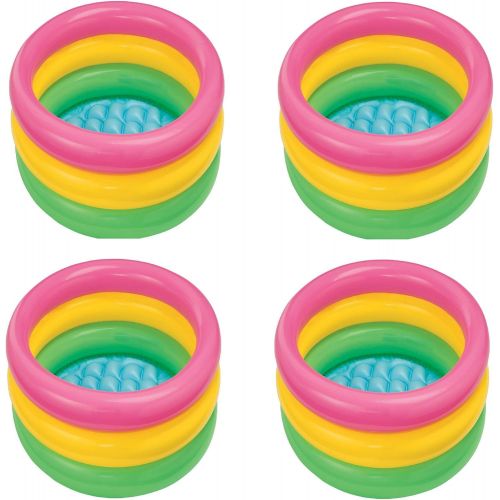 인텍스 Intex 34in x 10in Sunset Glow Soft Inflatable Baby/Kids Swimming Pool (4 Pack)