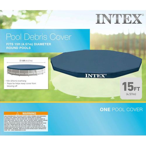 인텍스 Intex 26723EH 15ft x 42in Prism Frame Above Ground Swimming Pool Set with Debris Cover, Ladder, and 120V 1,000 GPH Cartridge Filter Pump