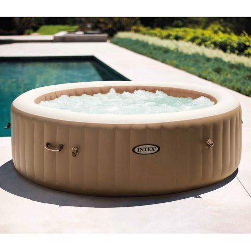 인텍스 Intex 28427E 85in PureSpa Inflatable Spa, 6-Person, Tan & PureSpa Headrest