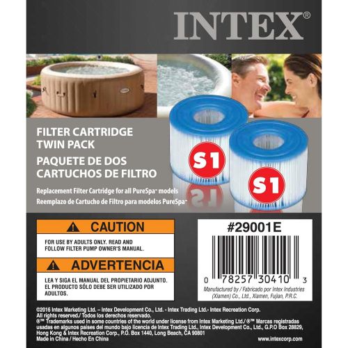 인텍스 Intex PureSpa Inflatable Removable Hot Tub Seat (2 Pack) with Attachable Cup Holder Tray and Type S1 Spa Filter Replacement Cartridges, (6 Pack)