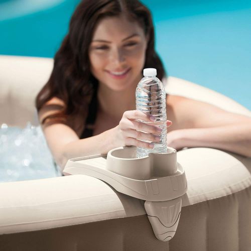인텍스 Intex Inflatable Hot Tub Seat , Attachable Cup Holder, Inflatable Head Rest, Tan