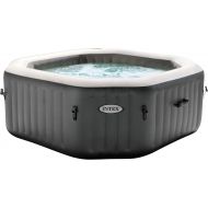 Intex PureSpa 4 Person Fiber-Tech Construction Portable Octagonal Inflatable Outdoor Backyard Hot Tub Spa with 120 Bubble Jets, Gray