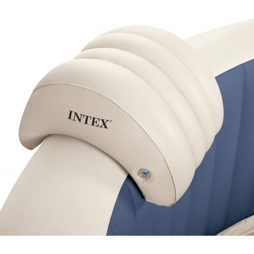 인텍스 Intex 28431E PureSpa Plus 85in x 25in Outdoor Portable Inflatable 6 Person Round Hot Tub Spa with 170 Bubble Jets, Cover, Built in Heater Pump, and 2 Non-Slip Seats, Navy