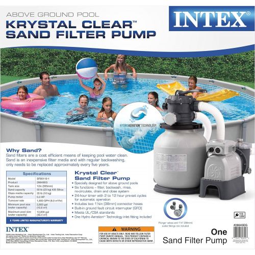 인텍스 Intex Krystal Clear Sand Filter Pump for Above Ground Pools, 12-inch, 110-120V with GFCI