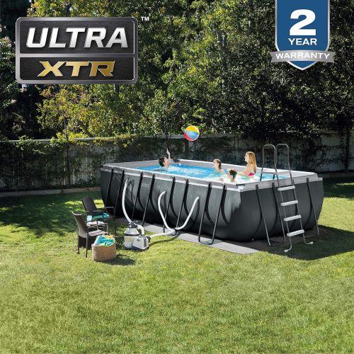 인텍스 Intex 18ft X 9ft X 52in Ultra XTR Rectangular Pool Set with Sand Filter Pump, Ladder, Ground Cloth & Pool Cover & 28003E Deluxe Pool Maintenance Kit for Above Ground Pools