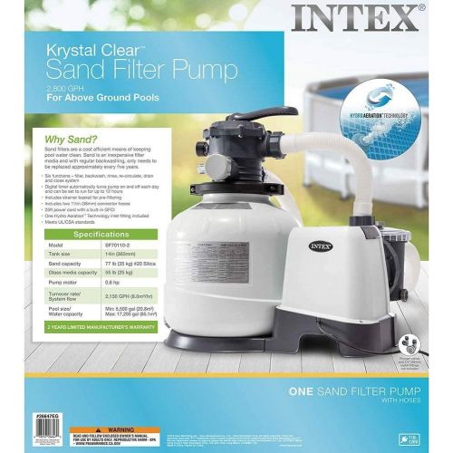 인텍스 Intex 2800 GPH Above Ground Pool Sand Filter Pump w/Threaded Hose Adapter (Pair)