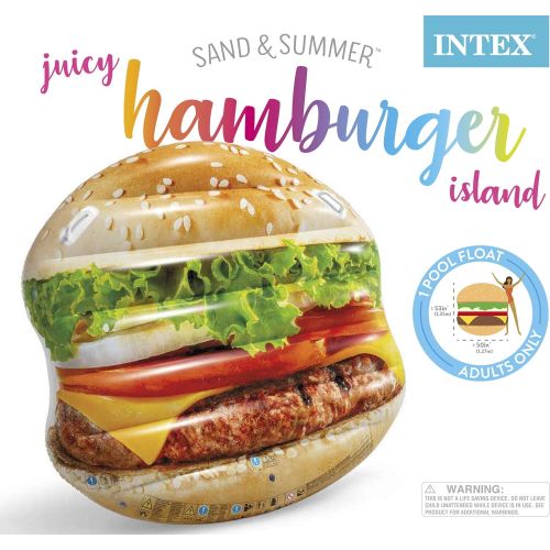 인텍스 Intex Juicy Hamburger Inflatable Island, 53 X 50 X 9