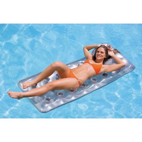 인텍스 Intex 18-Pocket Mattress Suntanner Pool Lounger w/ Headrest (2 Pack) 58894EP