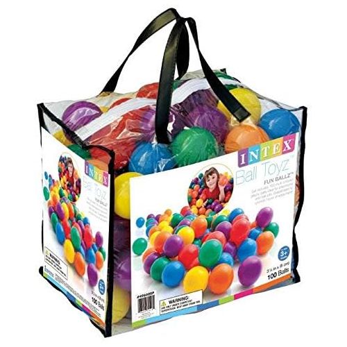 인텍스 Intex 100-Pack Plastic Balls (2 Pack) w/ Inflatable Ball Pit Bouncer Ages 3-6