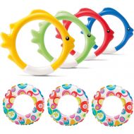 Intex Kids Pool Toy Play Fish Rings & 20 Inflatable Swim Ring Tube (3 Pack)