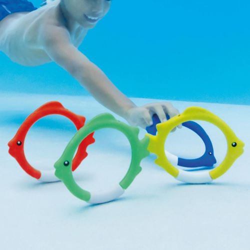 인텍스 Intex Kids Pool Toy Play Fish Rings & 20 Inflatable Swim Ring Tube (3 Pack)