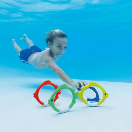 인텍스 Intex Kids Pool Toy Play Fish Rings & 20 Inflatable Swim Ring Tube (3 Pack)