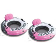 Intex River Run I Inflatable Water Lounge Tube 1-Person, Pink 58828EP (2 Pack)