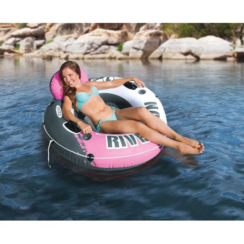 인텍스 Intex River Run I Inflatable Water Lounge Tube 1-Person, Pink 58828EP (2 Pack)