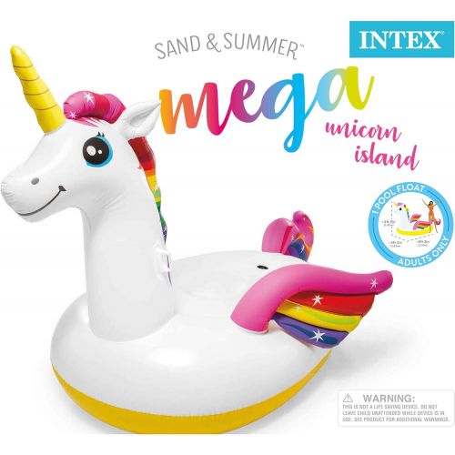 인텍스 Intex 57291EP Giant Inflatable 8 x 5 Foot Mega Unicorn Island Ride On Swimming Pool Float
