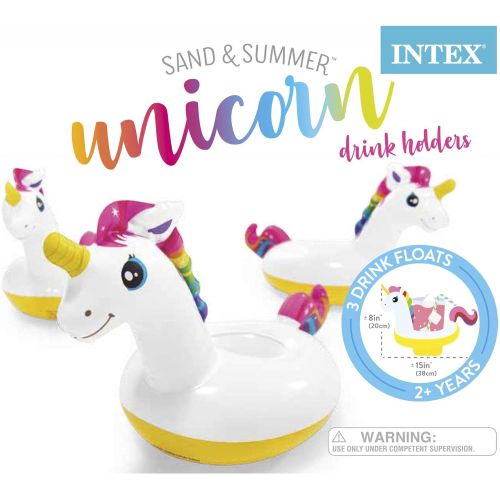 인텍스 Intex Floating Unicorn Inflatable Drink Holders, 3-Pack