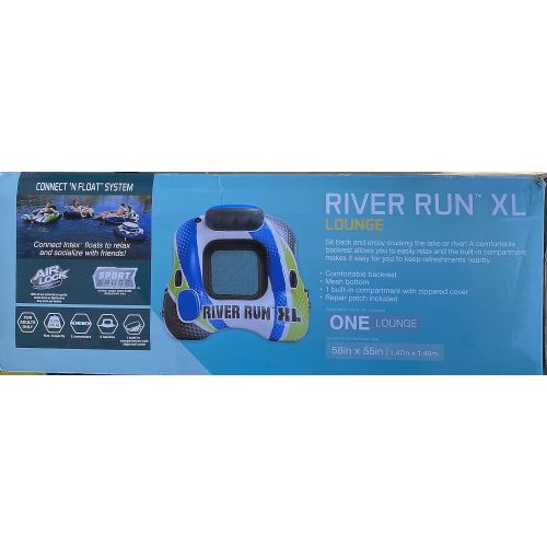 인텍스 Intex River Run XL Lounge Tube - Inflatable Pool River Raft Ride- Vibrant Blue, White, and Green
