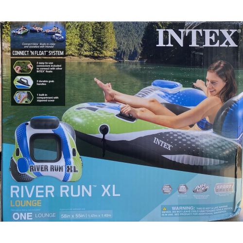 인텍스 Intex River Run XL Lounge Tube - Inflatable Pool River Raft Ride- Vibrant Blue, White, and Green